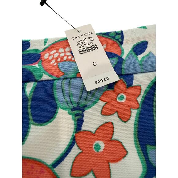 Talbots Tropical Print A‑Line Skirt White Pink Blue Green NWT Women’s 8 - Picture 5 of 7